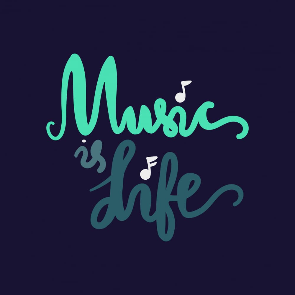 Music Is Life Calligraphy by Marika Barsrsind — canvas wall art