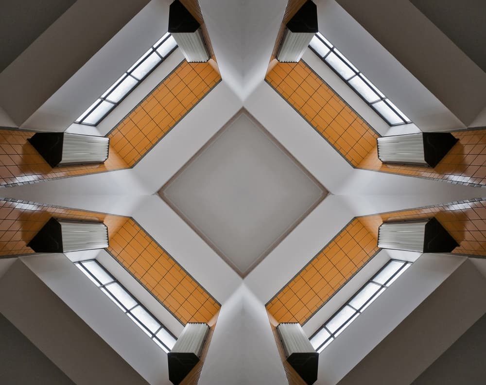 Orange Geometric Ceiling View by Henk van Maastricht — canvas wall art