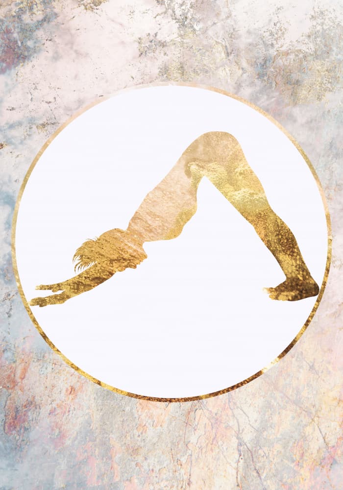 Golden Yoga Silhouette by Sarah Manovski — canvas wall art