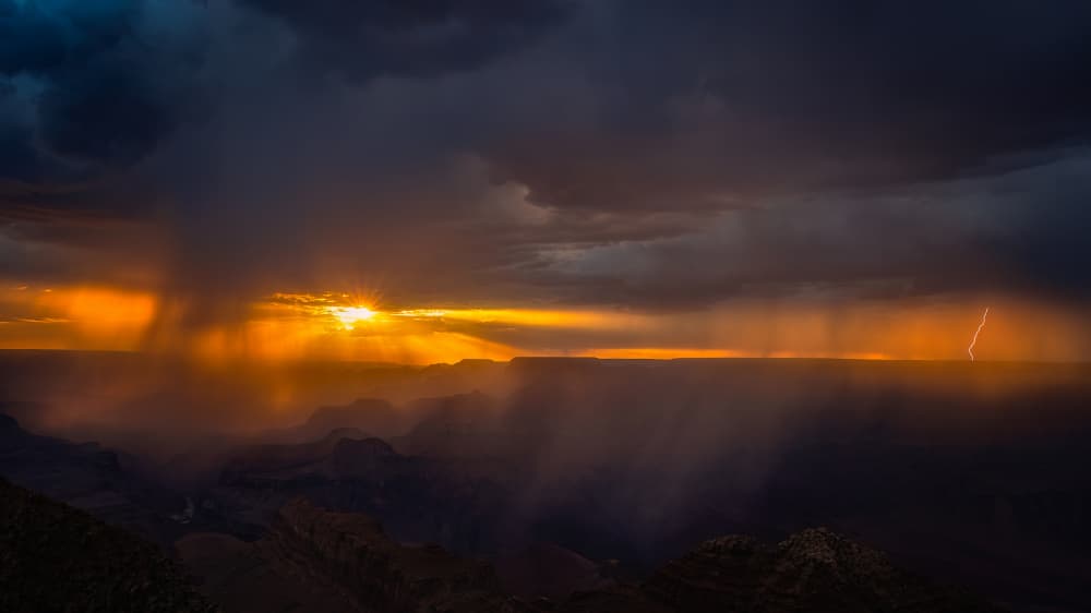 Grand Canyon Lightning Sunset by Hanping Xiao — canvas wall art