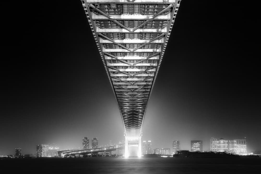Under The Night Bridge by Akira TAKAUE — canvas wall art