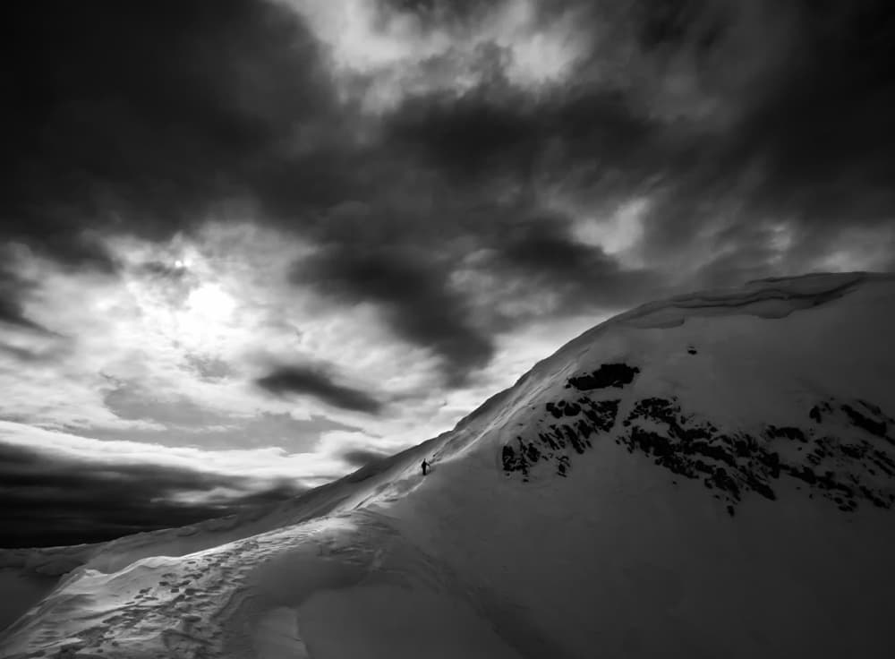 Snowy Mountain Trek by Ales Komovec — canvas wall art