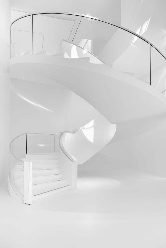 White Spiral Staircase by Jeroen van de Wiel — canvas wall art