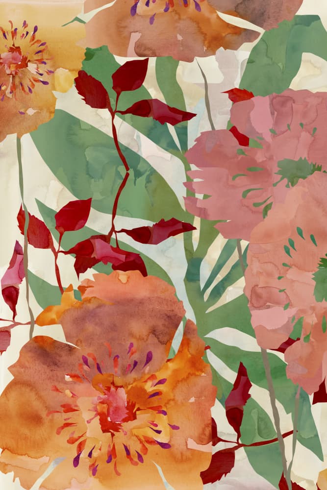 Watercolor Garden Flowers by casa cartissi — canvas wall art