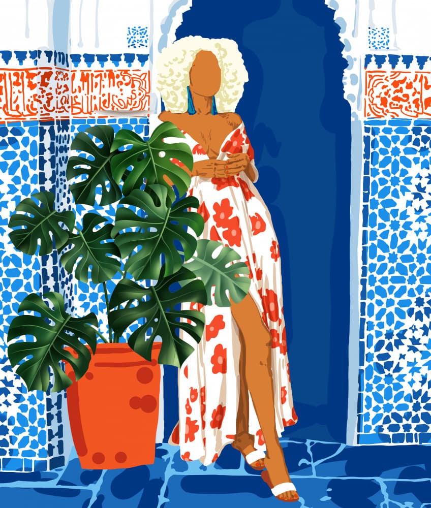Woman in Tropical Doorway by Uma Gokhale — canvas wall art