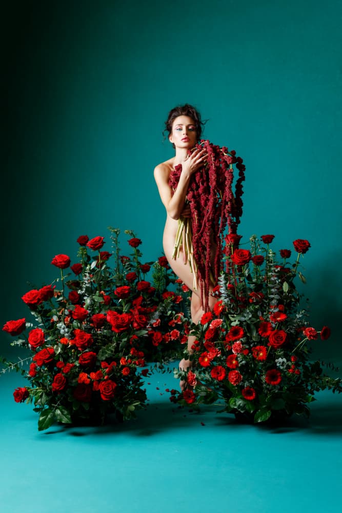 Red Roses Nude by Amalya Shandelman — canvas wall art
