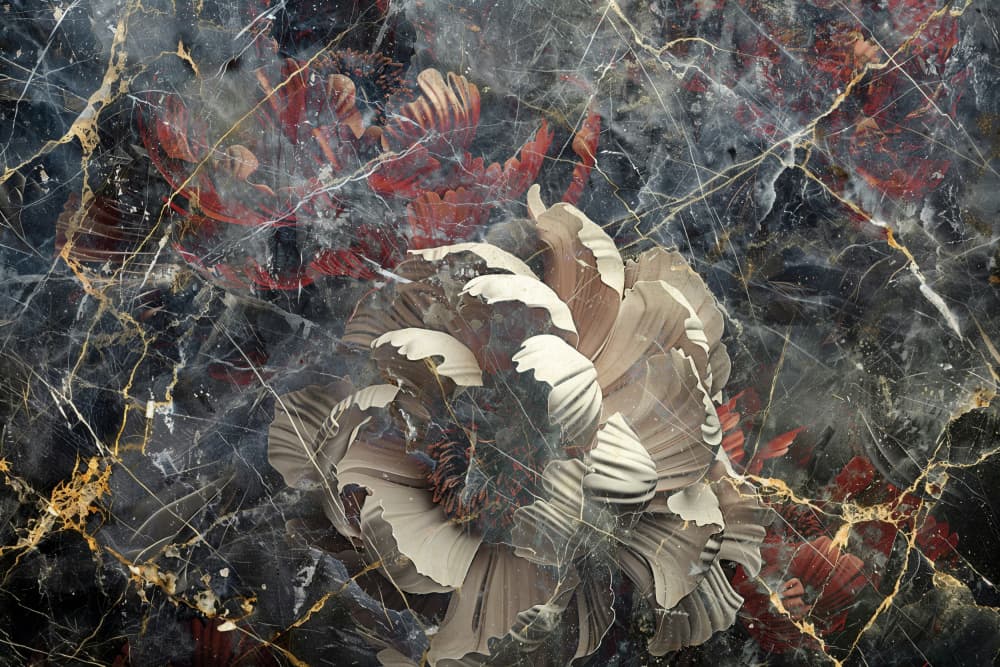 Gold Veined Marble Flower by Rafal Kulik — canvas wall art