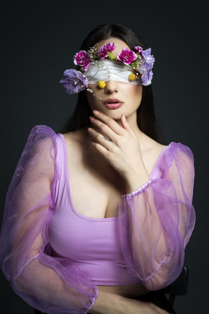 Mysterious Floral Portrait by Farid Kazamil — canvas wall art