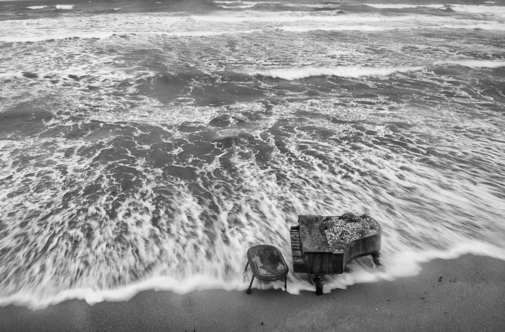 Abandoned Piano Shore by Andrei Nicolas - The Traveler — canvas wall art