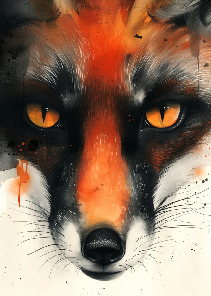Animal watercolor art Fox 22 by Justyna Jaszke — canvas wall art