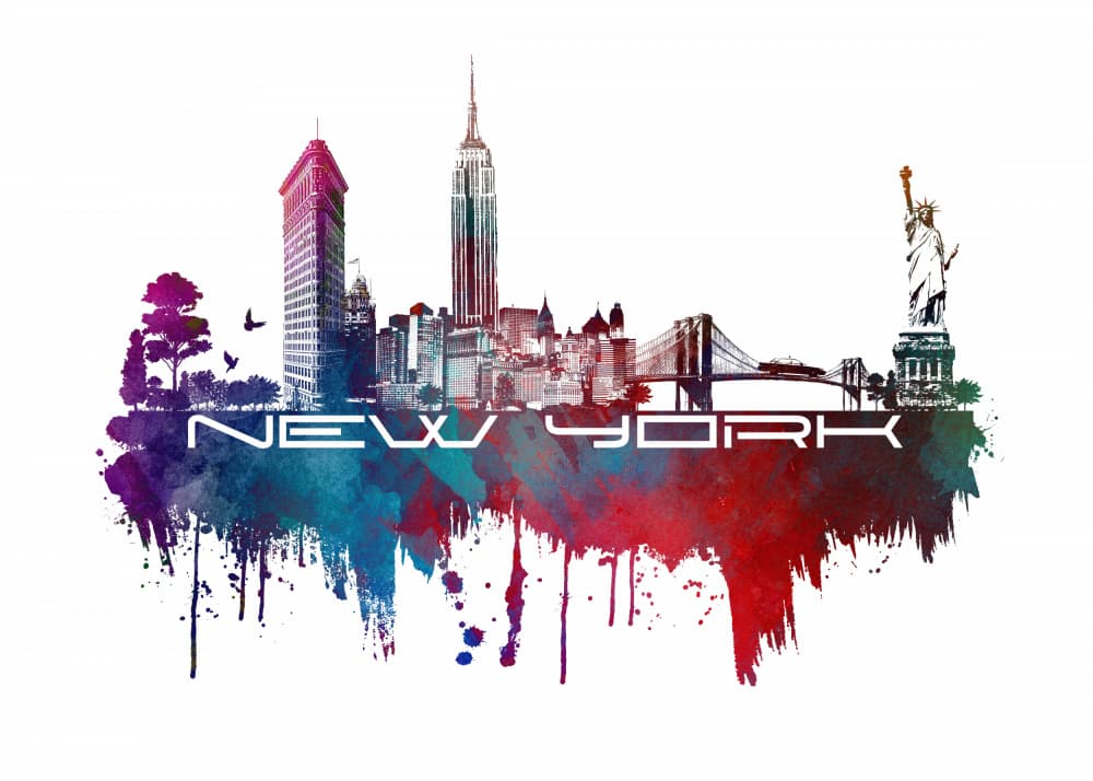 Vibrant New York Skyline by Justyna Jaszke — canvas wall art