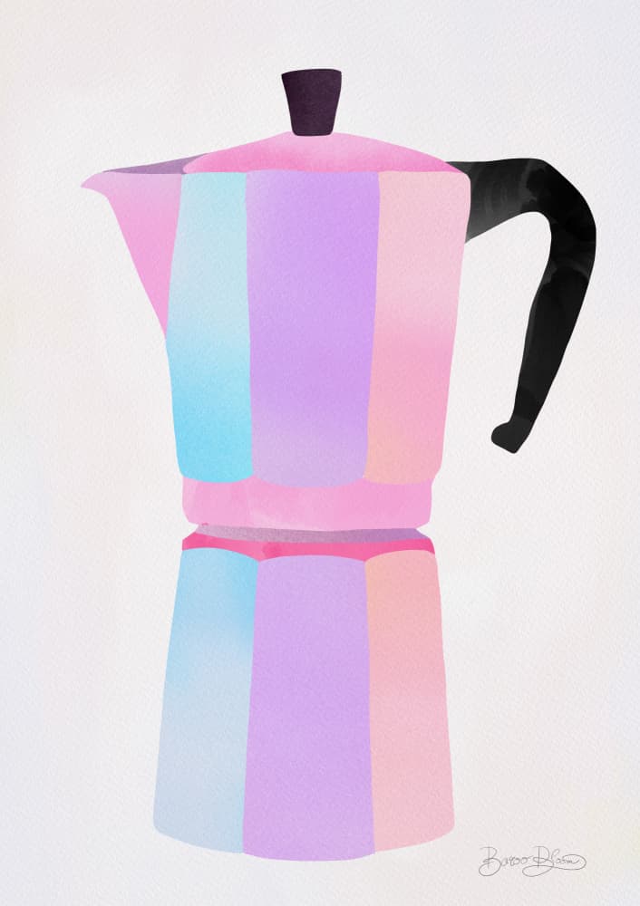 Colorful Moka Pot by Baroo Bloom — canvas wall art