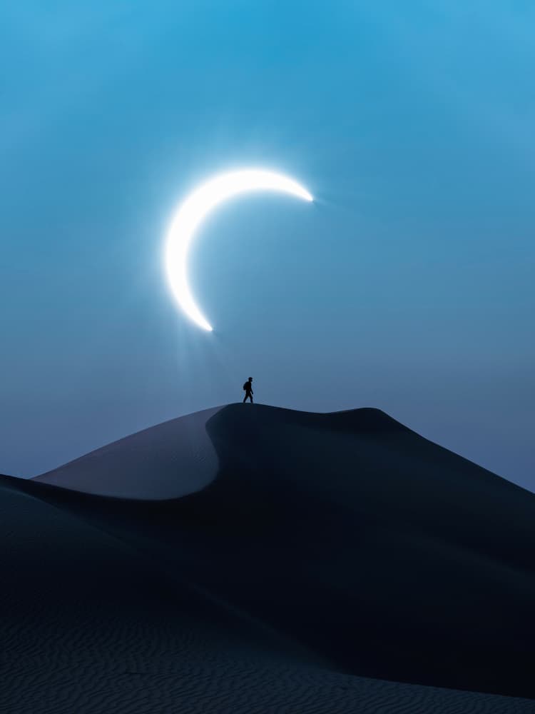 Glowing Crescent Dune by Ahmed Aldaie — canvas wall art