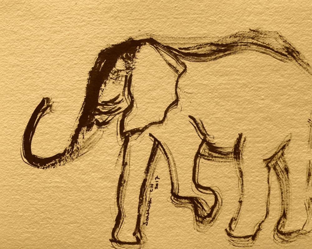 Minimalist Elephant Drawing by Santhosh ch — canvas wall art