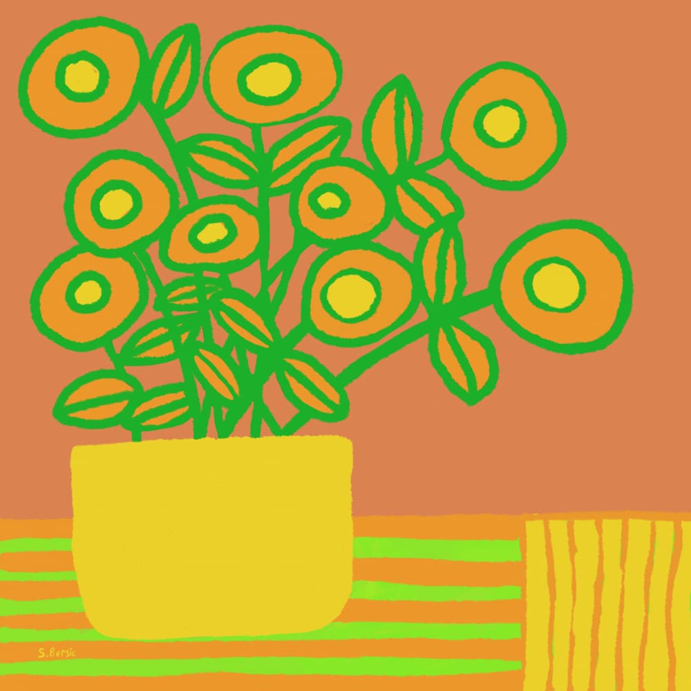 Happy Orange Flowers by Sharyn Bursic — canvas wall art
