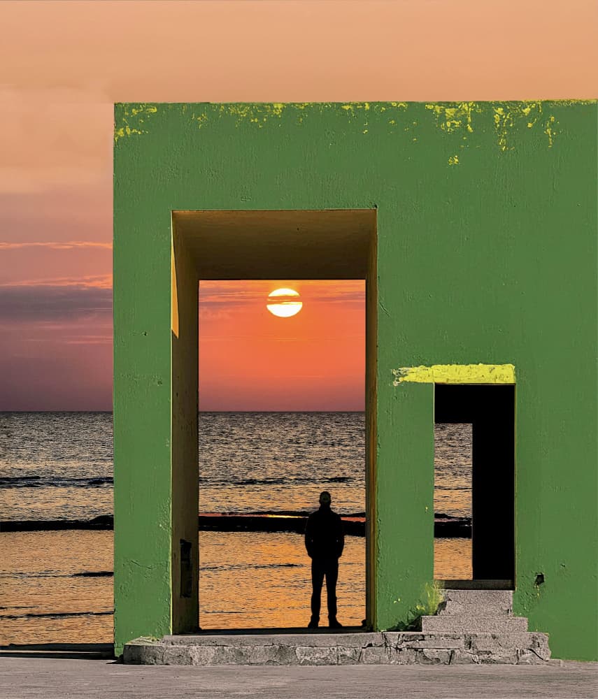 Green Arch Sunset Gazing by Arnon Orbach — canvas wall art