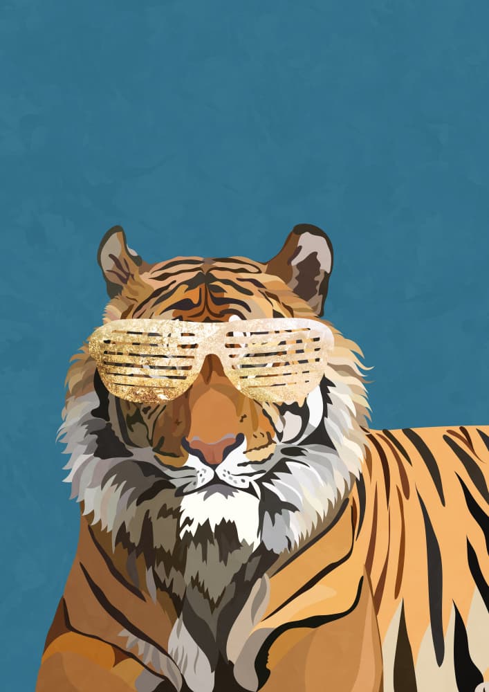 Cool Tiger Sunglasses by Sarah Manovski — canvas wall art