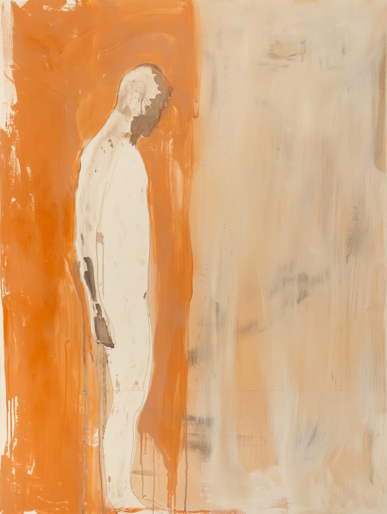 Contemplative Orange Figure by SHANDU — canvas wall art