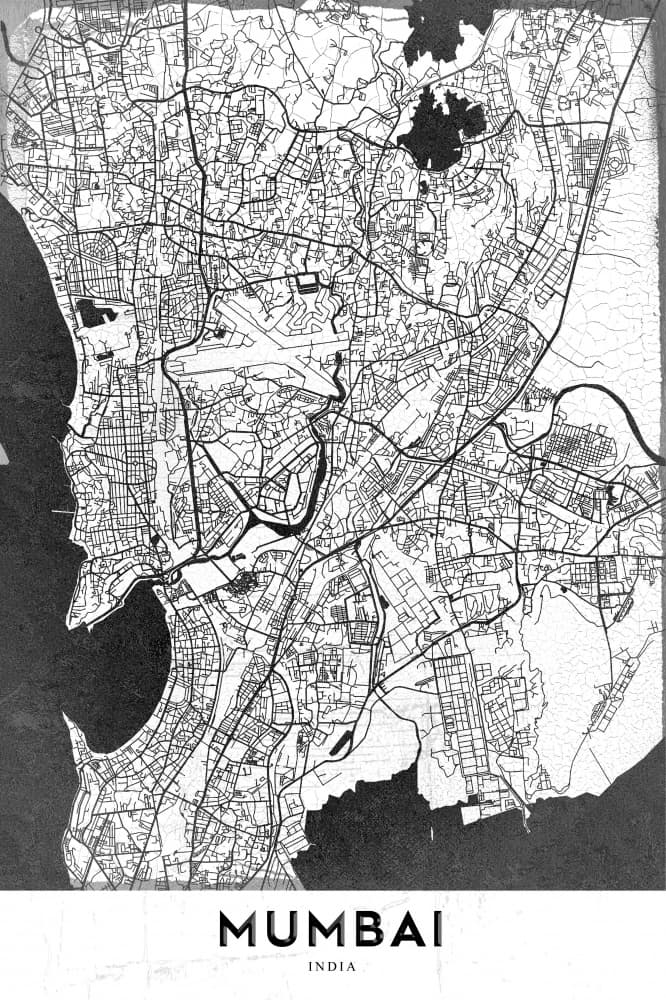 Mumbai India Map by StudioSix — canvas wall art