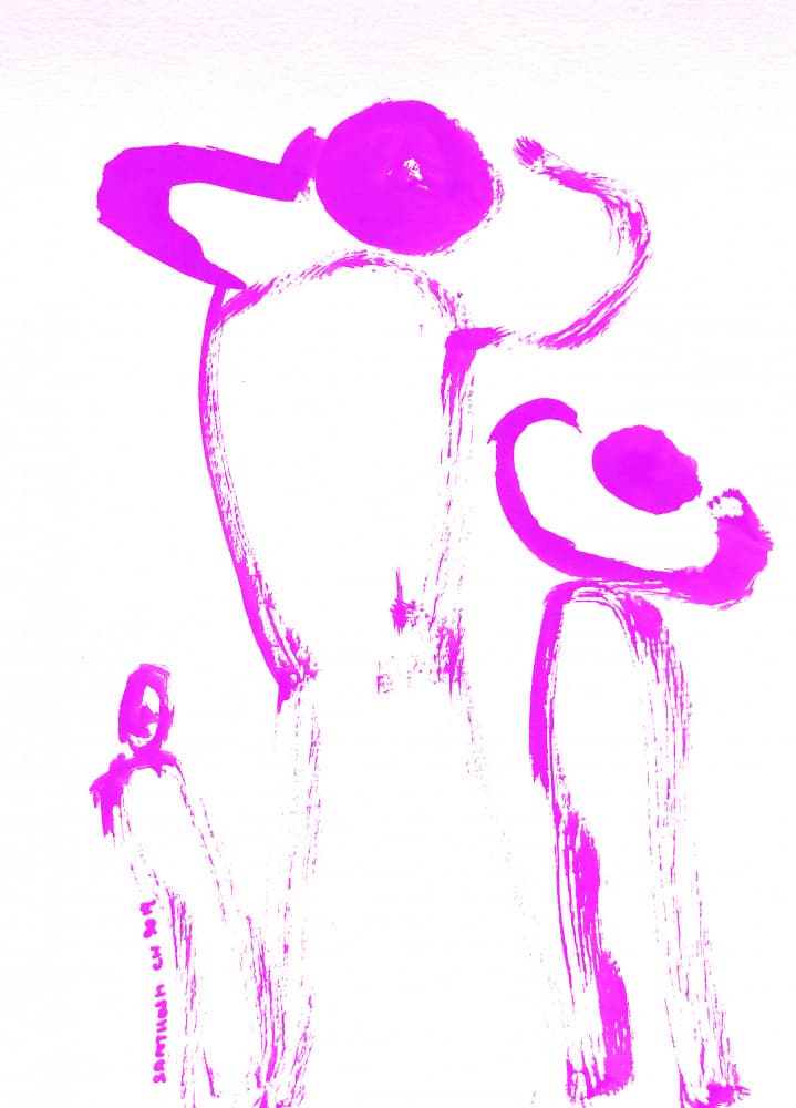 Pink Abstract Figures by Santhosh ch — canvas wall art