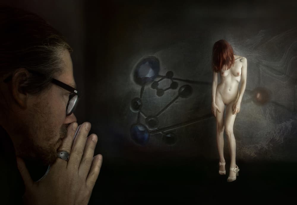 Man Contemplating Human Form by Ivaylo and Teodora — canvas wall art