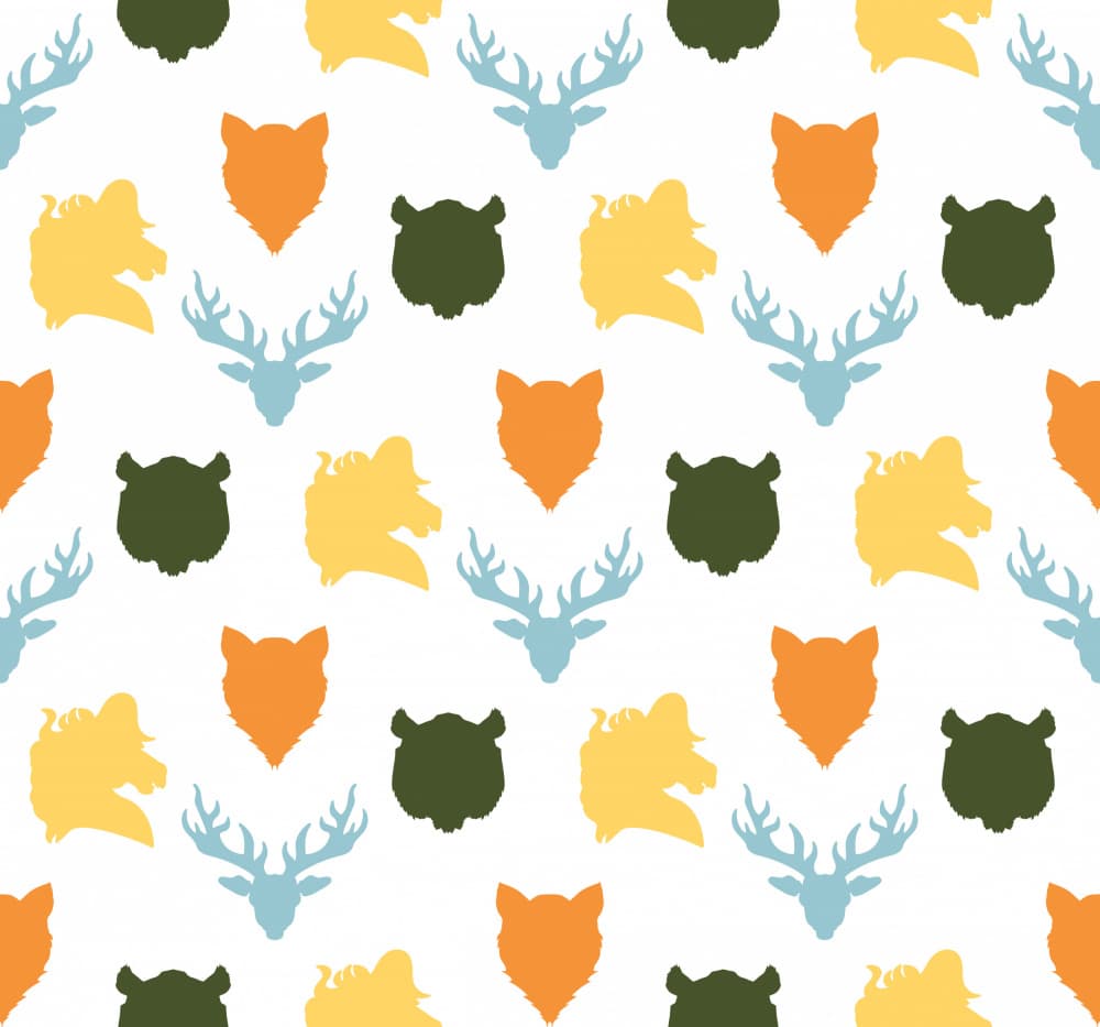 Wild Animal Heads Pattern by Marika Barsrsind — canvas wall art
