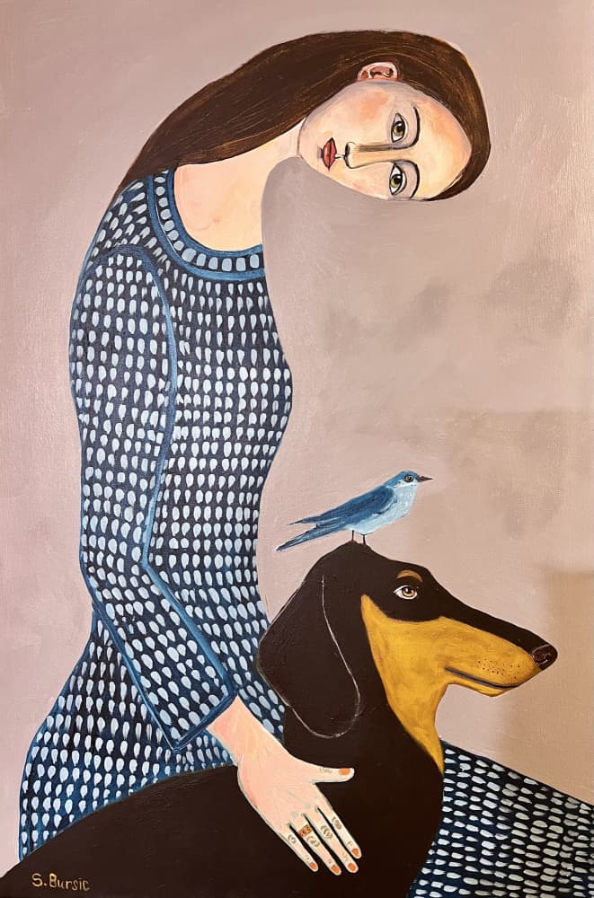 Woman's Gentle Companions by Sharyn Bursic — canvas wall art
