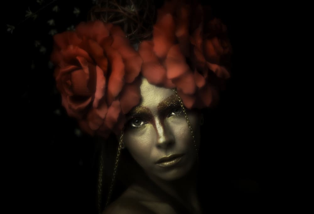 Golden Rose Woman by Moris Raskin — canvas wall art
