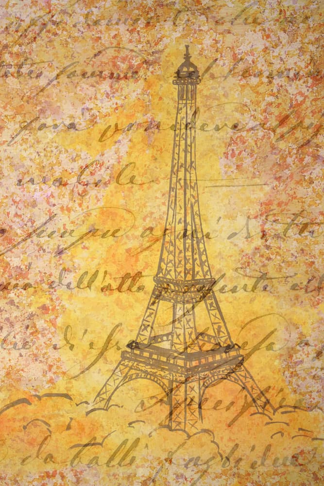 Eiffel Tower Script by Natalie Bruns — canvas wall art