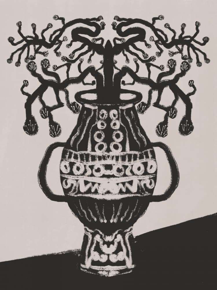 Stylized Tree In Vase by Little Dean — canvas wall art