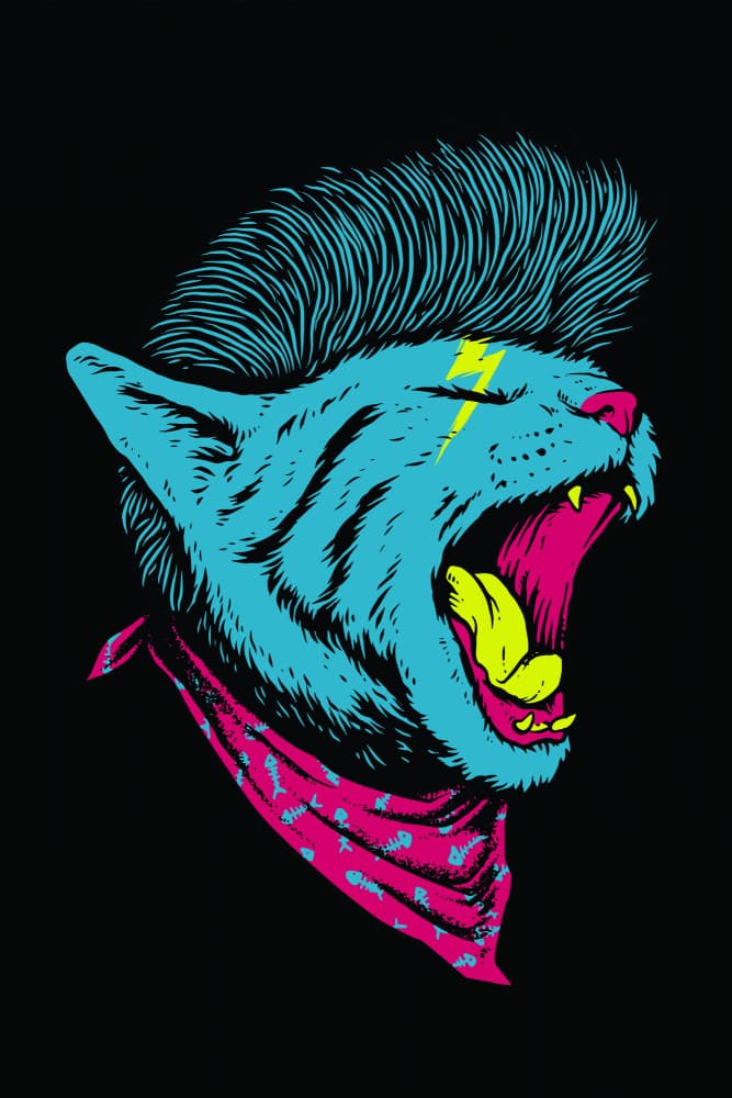 Neon Punk Cat by jay stanley — canvas wall art