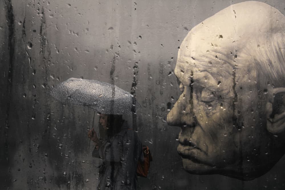 Rainy Window Old Man by Alessio Trerotoli — canvas wall art