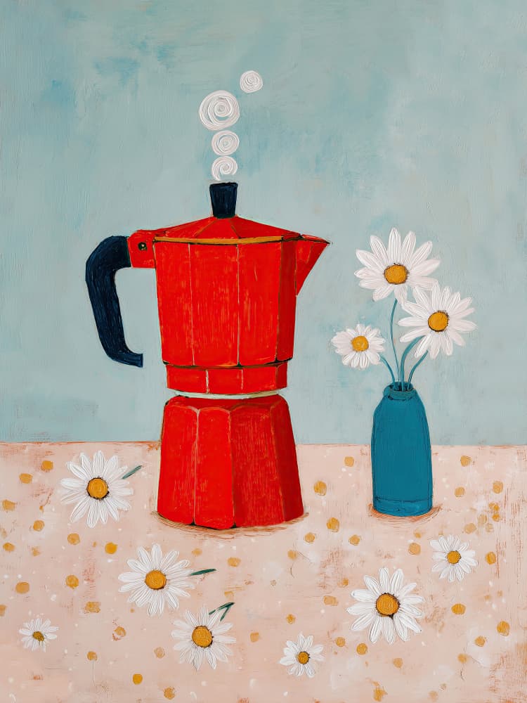 Morning Coffee Daisies by City Art — canvas wall art