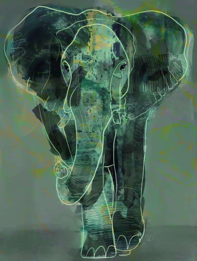 Emerald Glowing Elephant by Ruth Day — canvas wall art