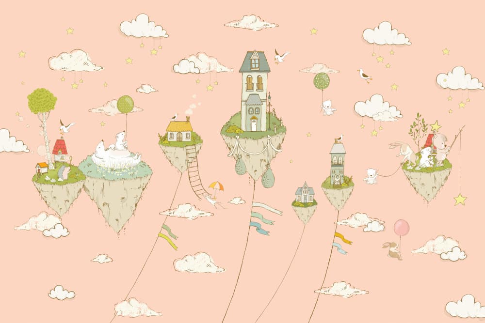 Whimsical Sky Homes by Sue Skellern — canvas wall art