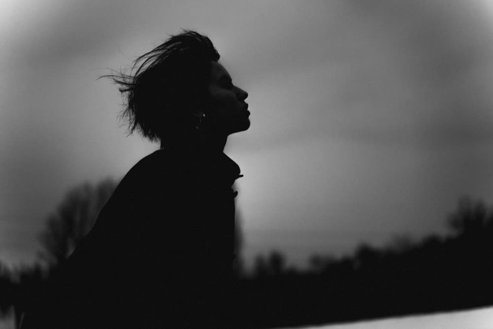 Pensive Woman Silhouette by Kurosaki Sangan — canvas wall art