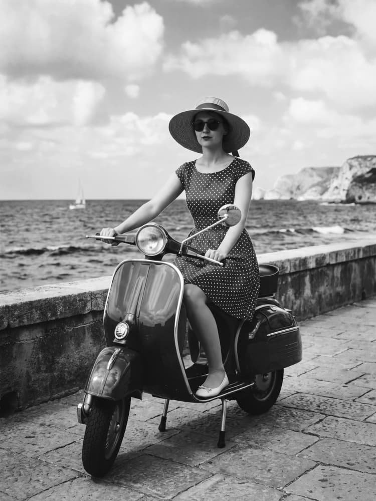 Seaside Vespa Style by Andreas Magnusson — canvas wall art