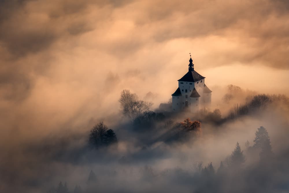Golden Fog Church by Peter Kováčik — canvas wall art