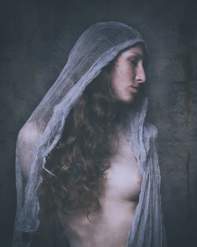 Ethereal Veiled Woman by Christian Kurz — canvas wall art