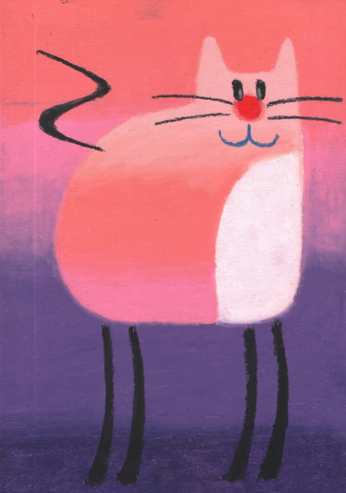 Happy Pink Cat by Kulik — canvas wall art