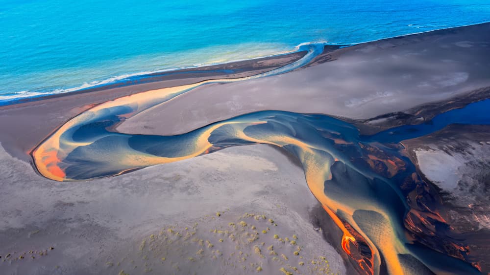 Winding Coastal River Delta by Hanping Xiao — canvas wall art