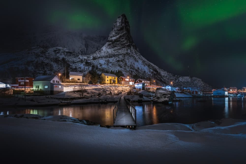 Lofoten Aurora Winter Night by Remo Daut — canvas wall art