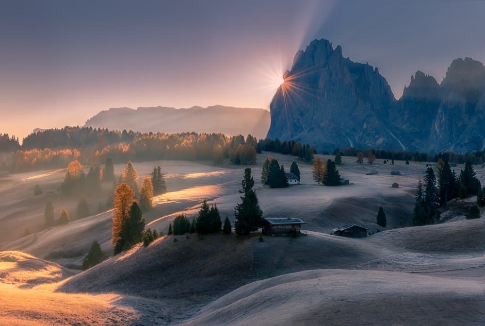 Dolomites Sunrise Radiance by Qing Li — canvas wall art