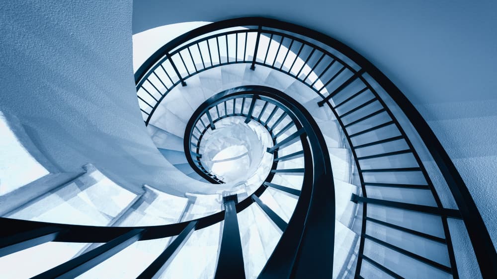 Winding Blue Staircase by Mei Xu — canvas wall art
