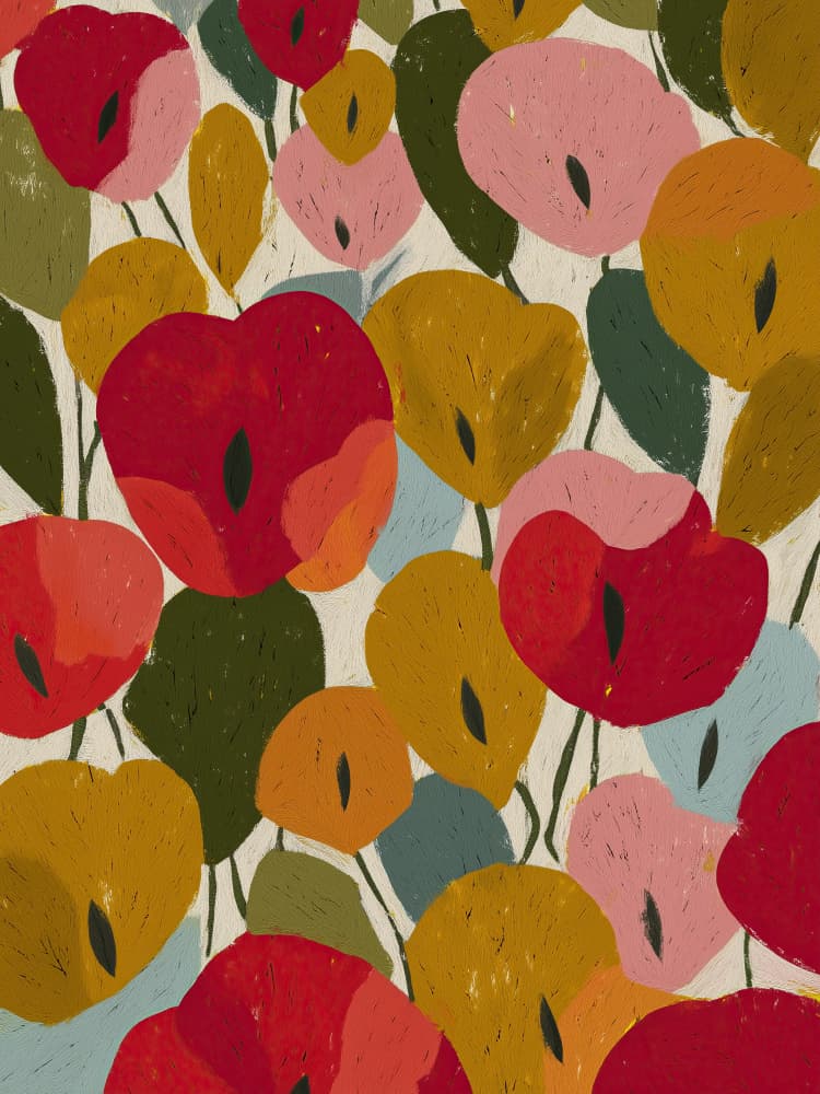 Colorful Floral Abstraction by Flow Line — canvas wall art