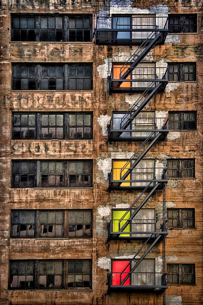 Colorful Urban Fire Escape by Roxana Labagnara — canvas wall art