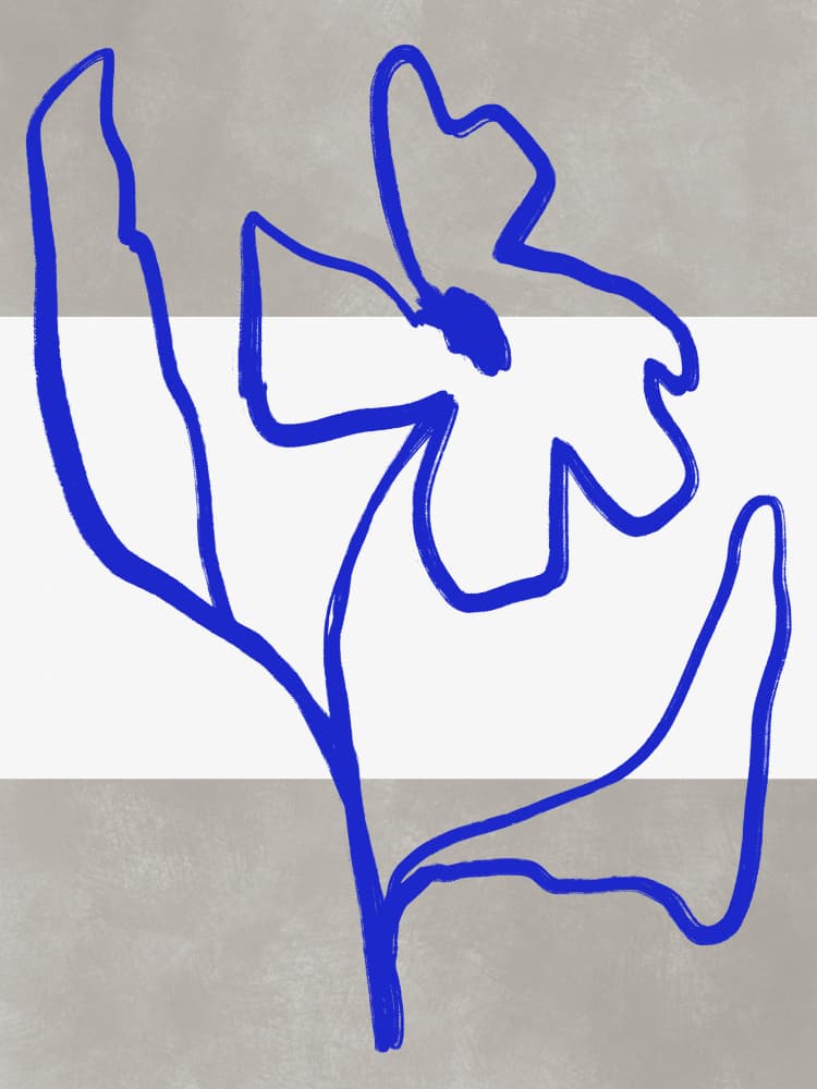 Blue Line Blossom by Treechild — canvas wall art