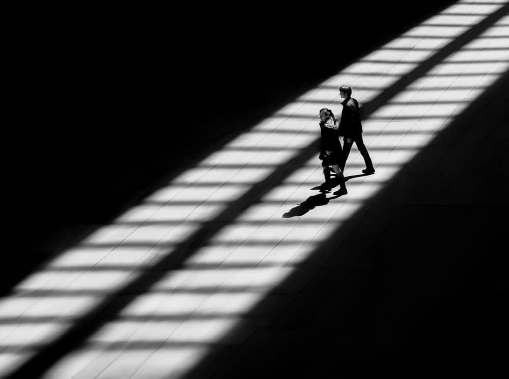 Walking Through Striped Light by Annette Guo — canvas wall art