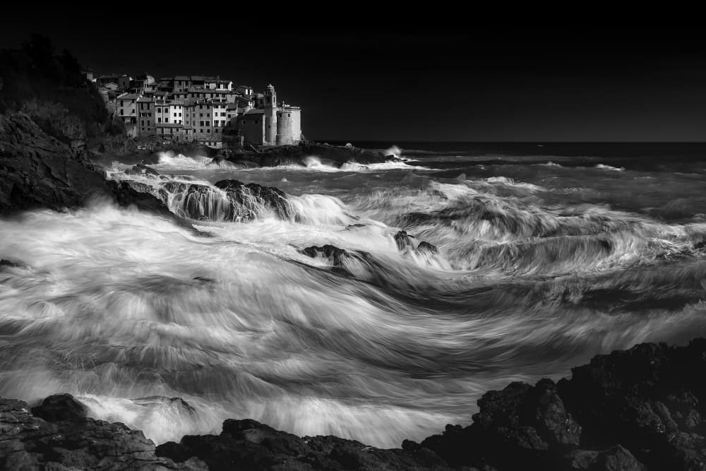 Stormy Coastal Village by Paolo Lazzarotti — canvas wall art