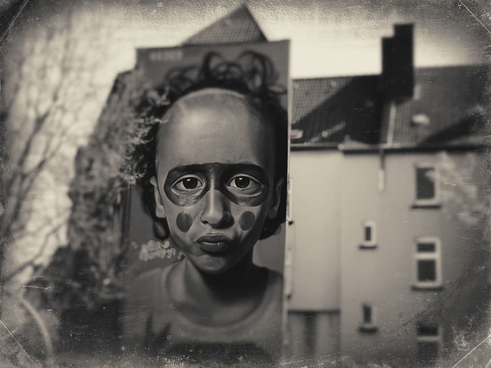 Serious Painted Child by Holger Droste — canvas wall art